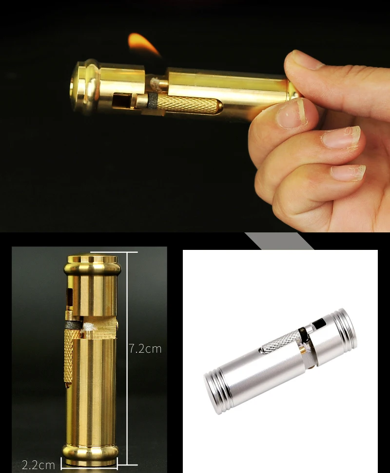 Brass & Aluminum Antique Slim Gasoline Lighter