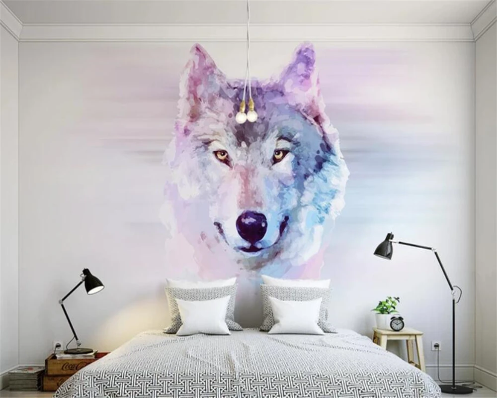 Papel pintado de foto personalizado 3D Animal Lobo Mural papel tapiz sala de estar dormitorio sofá Fondo pared decorativa papel tapiz 3d