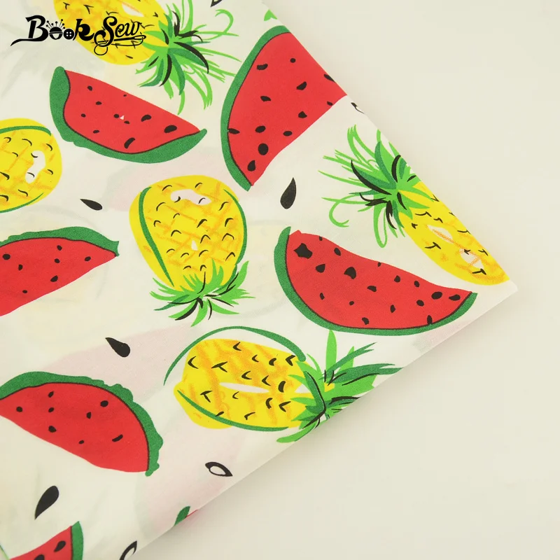 Booksew 100% Katoen Poplin Stof Fat Kwart Ananas Watermeloen Patroon Tissue Naaien Voor Ambachtelijke Kleding Meisjes Jurk Shirt