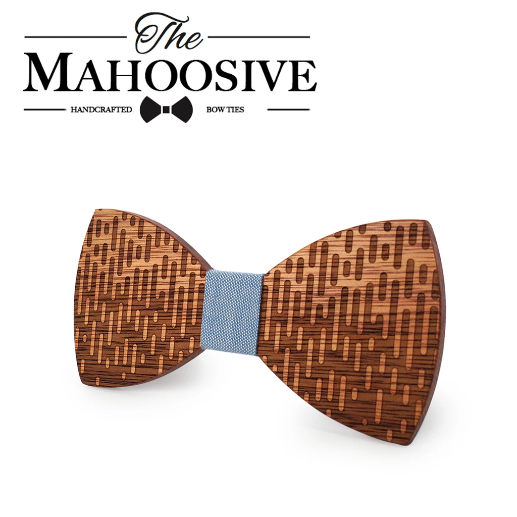 MAHOOSIVE Wood Bow Tie Wedding Decoration High Quality Handmade Wooden Bow Ties with Case Free Ultra-light Fashion