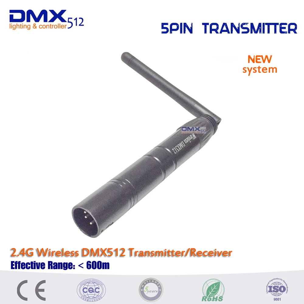 Free shipping NEW System 5 pin XLR 2.4GHz ISM band 126 channels Wireless DMX512 Transmitter for DJ stage lighting