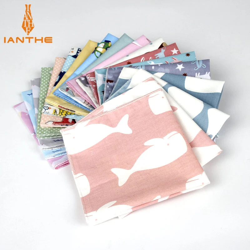 

Brand New Men's Cotton Handkerchief Animal Print Pocket Square Wedding 25cm*25cm Hankies For Men Bear Whale Cats Pocket Towel