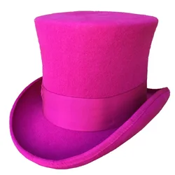 Rose PINK Women Top Hat Victorian  Cylinder Hat Chimney Pot Steampunk Mad Hatter Hat Toppper