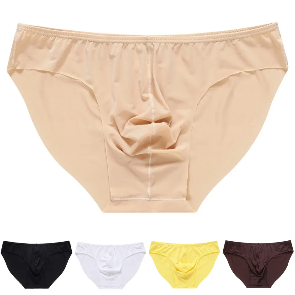 Men's Briefs Soft Breathable Silk Sexy Underwear Men's Hot Hips Up Transparent Jockstrap Sexy Colorful Undies Cueca