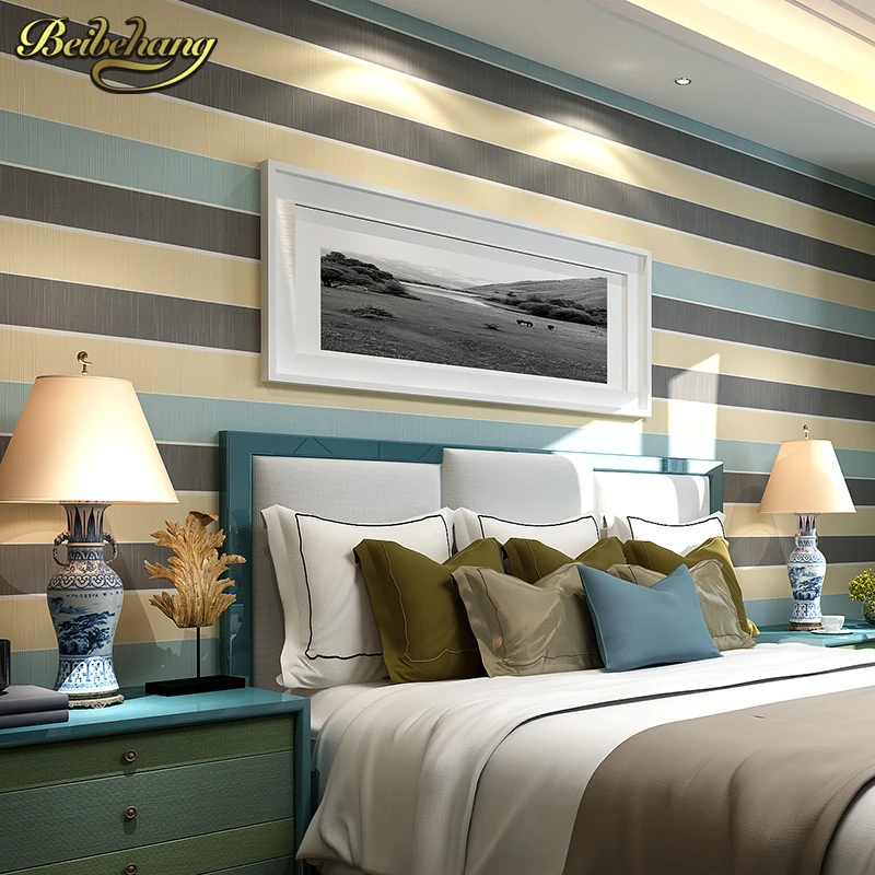 beibehang wall paper 3d wallpaper papel de parede para quarto horizontal vertical stripes non-woven bedroom wallpaper