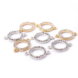 10pcs/lot Gold Silver Metal Round Rhinestone Connector for Bracelet Jewelry Making Accessories Craft DIY Handmade Findings