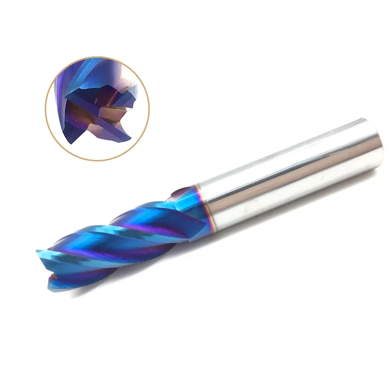 

12mm End Mill HRC65 4FluteD12*30*D12*75mm*4T Solid Carbide Fat End Mills Straight Shank nACo Blue Coated Milling Cutter Tool