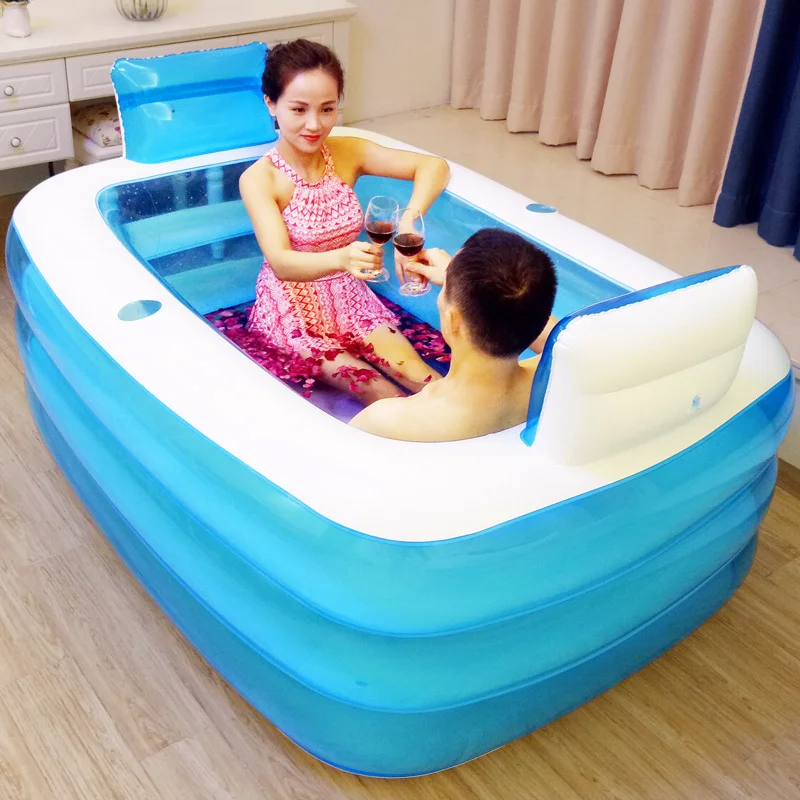 

Household double person inflatable bathtub lovers adult bath basin thickening folding bath plastic children bath bath pool