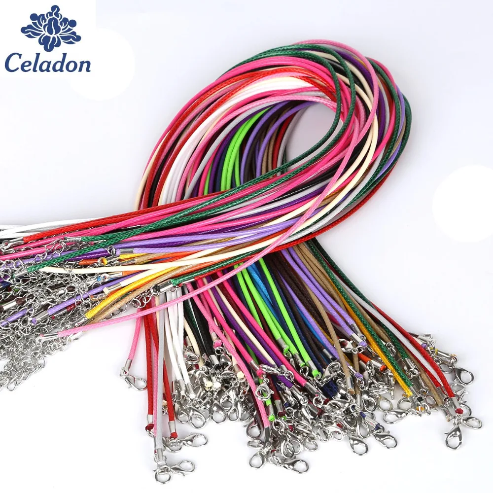 New Arrival 2MM 10pcs 19 Colors Faux Leather Cord Chain Adjustable Necklace with Lobster Clasp For DIY Jewelry Findings