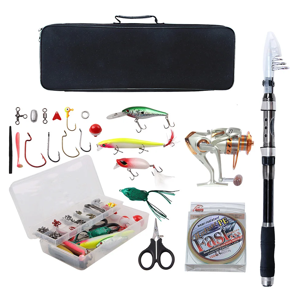 

Hyaena Telescopic Fishing Rod Combo With Reel 2.1M/2.4M/2.7M/3.0M/3.6M Carbon Rod 120pcs Fishing Gear Pole Set