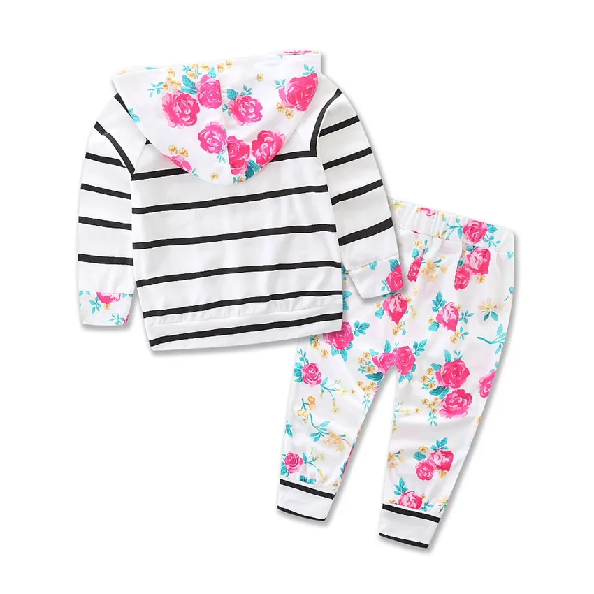 Baby Clothing Set Autumn New Baby Boy Clothes Baby Girls Long Sleeve Hooded Tops Floral + Pants 2Pcs Baby Outfits Costume