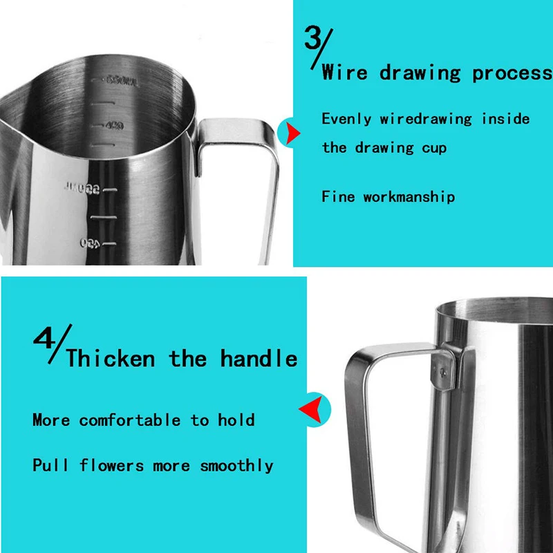 Stainless Steel Milk Frothing Pitcher 550ml and Handheld Battery Operated Electric Foam Maker, Perfect For Latte / Cappuccino