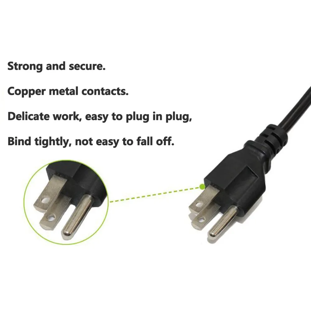 Three-core American standard power cord.