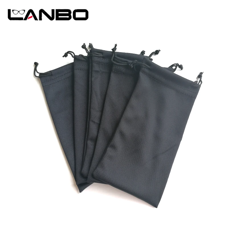 LANBO 50 pezzi Custodia per occhiali da sole in microfibra nera Fibre acriliche Borsa in tessuto morbido all\'ingrosso Custodia per occhiali