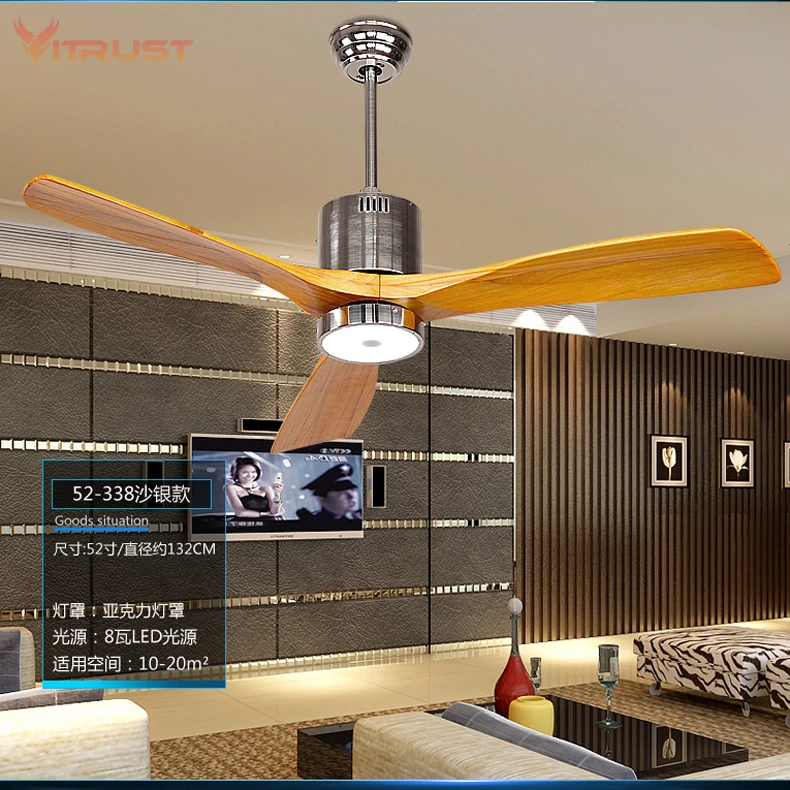 

52 Luxury wooden Ceiling Fan Light Old Bronze Finish with 3 Fan Blades Include 24W LED and Remote Control