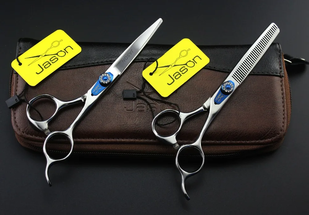 315# 6'' Brand Jason Factory Price Hairdressing Scissors JP 440C Diamante Barbers Cutting Scissors Thinning Shears Hair Scissors