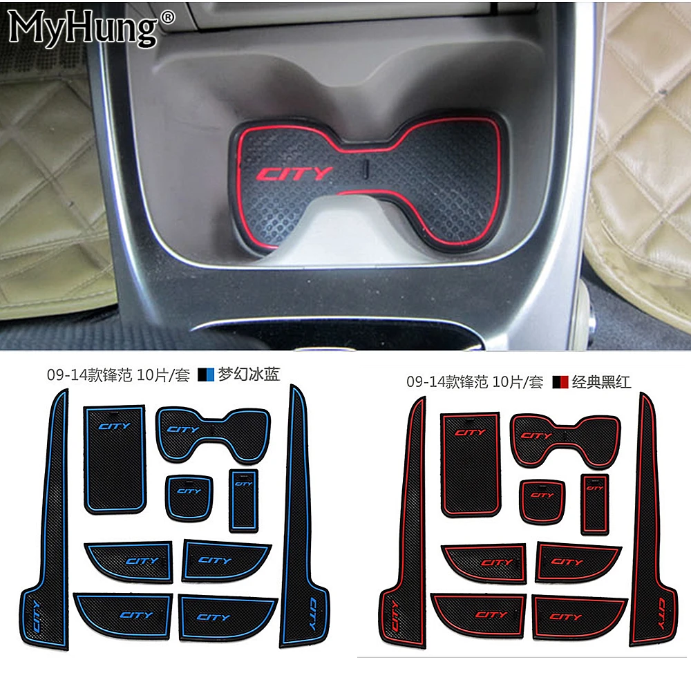 

For Honda City 2009 2010 2011 2012 2013 2014 Car Door Groove Mats Non-slip Rubber Cup Holder Sticker Gate Slot Pad Car Styling