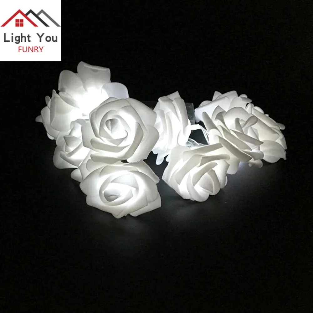 10LED Battery Box Simulation Rose Flower Holiday Decoration Light String Christmas Party Interior Light