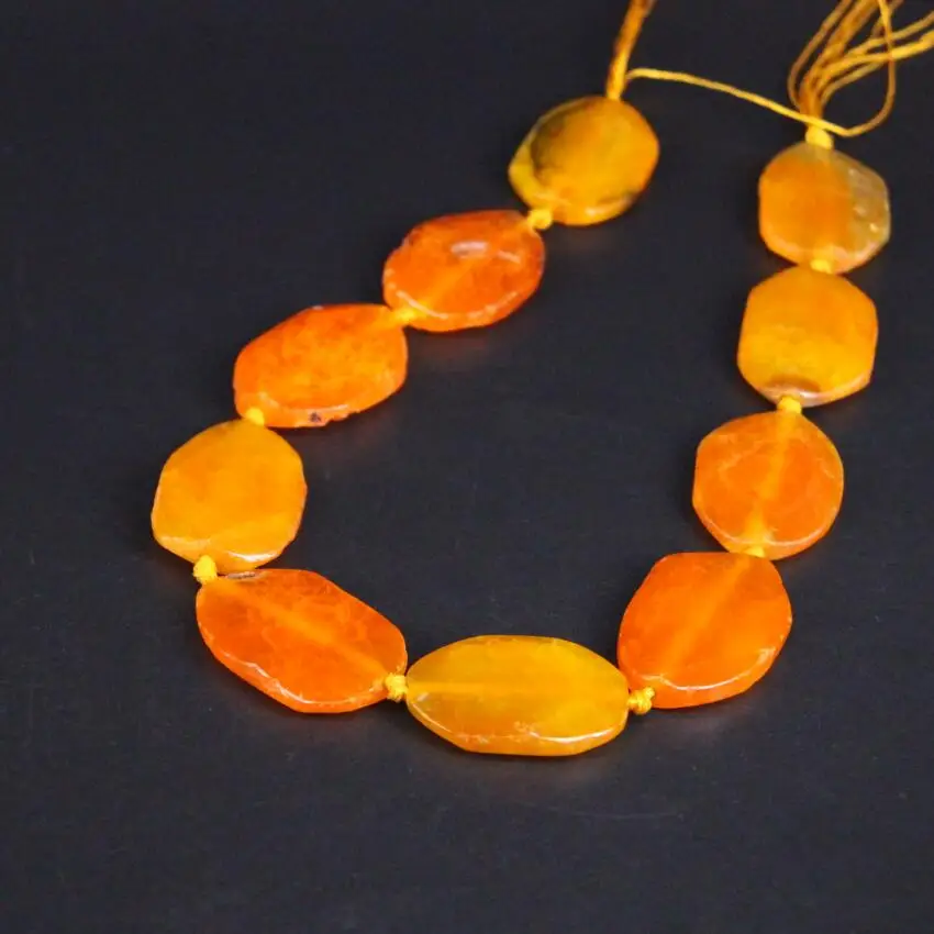 

Approx10PCS/strand Orange Yellow Natural Agates Faceted Slice Slab Pendant Beads,Raw Stone Cut Nugget Loose Beads Jewelry Making