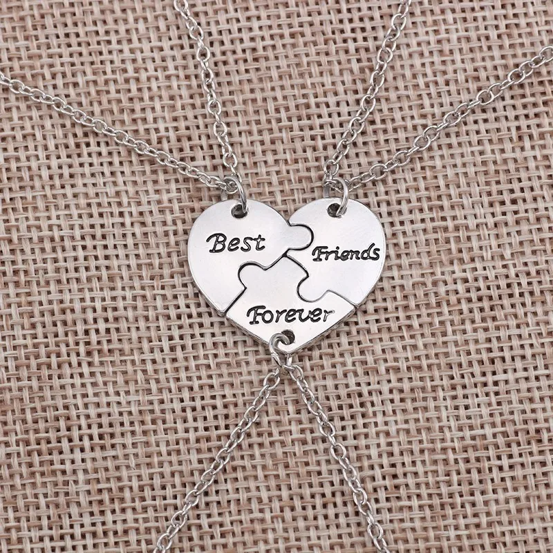 Best Friend 3Pcs Love Heart Sister Necklace Women Big Little Sis Mom BFF Necklaces Pendants Fashion Family Jewelry Collier Femme