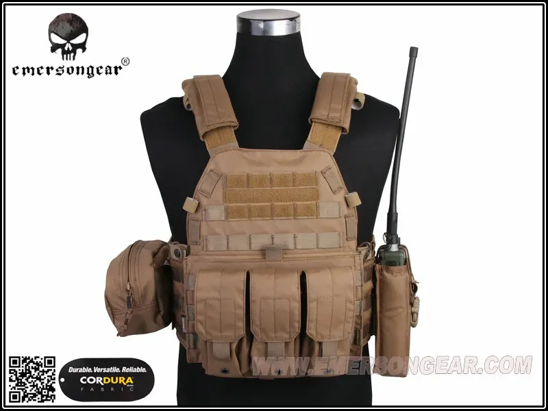 Emersongear LBT6094A Style Tactical Vest with 3 Pouch, Combat Military Vest, Coyote Brown EM7440