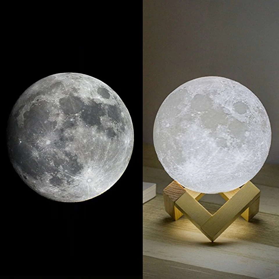 LED Night Light 3D Print Moon Lamp Rechargeable Color Change 3D Touch Moon Lamp Children\'s Gifts Night Table Lamp for Home Decor