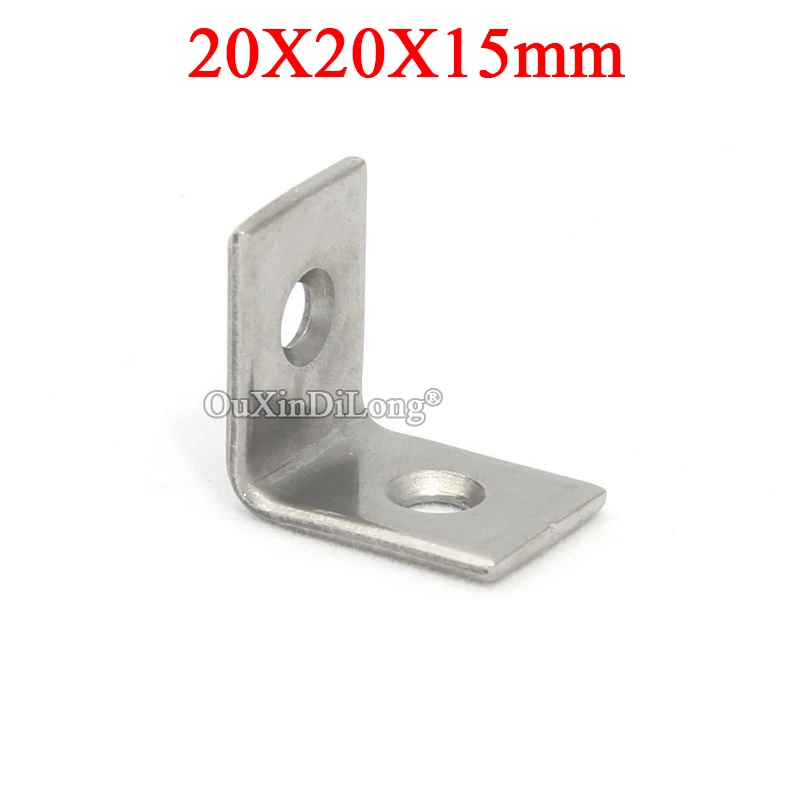 

100PCS Stainless Steel Furniture Corner Braces 20X20X15 90° L Shape Board Frame Shelf Support Brackets Reinforcement Connectors