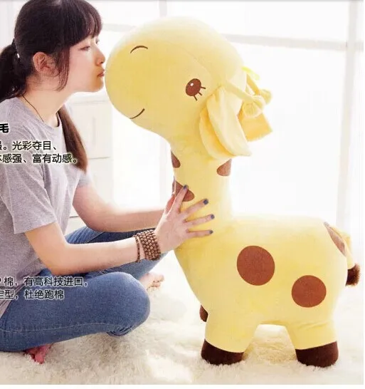big lovely cartoon spots giraffe toys cute yellow giraffe plush doll birthday gift about 70cm