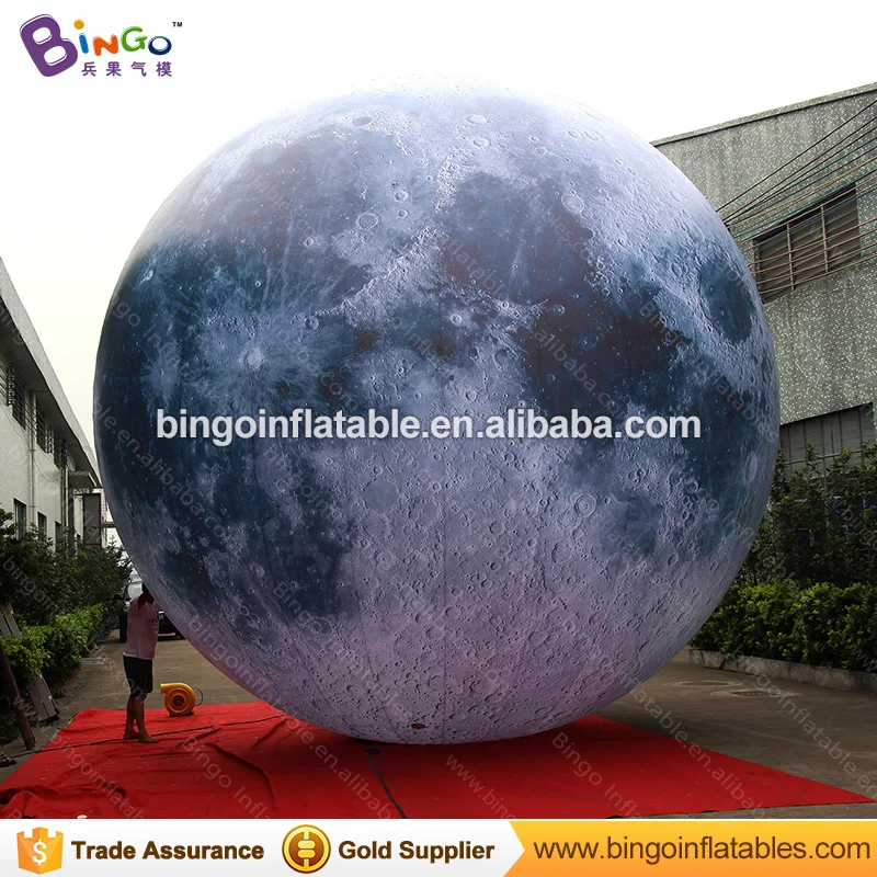 Free Shipping 3m Inflatable Moon Balloon / Inflatable Planets Moon With Led Lighting Decoration Toys