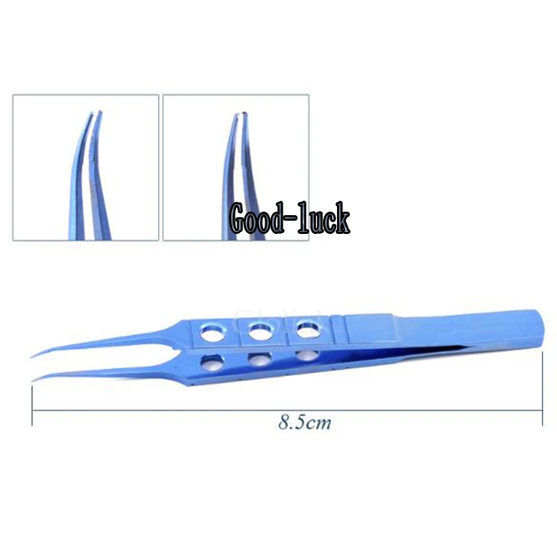 12 แบบ MICROS สแตนเลสไทเทเนียมอัลลอยด์ 11 ซม.Dovetailed ตรง/หัวโค้งแหนบแพลทฟอร์ม Ophthalmic Forceps