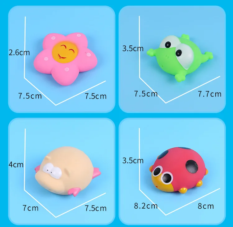 Baby Bath Toys Soft Rubber Water Spray Colorful Animals Model Squeeze Sound Spraying Beach Bathroom Toys for Infant Kids Gift