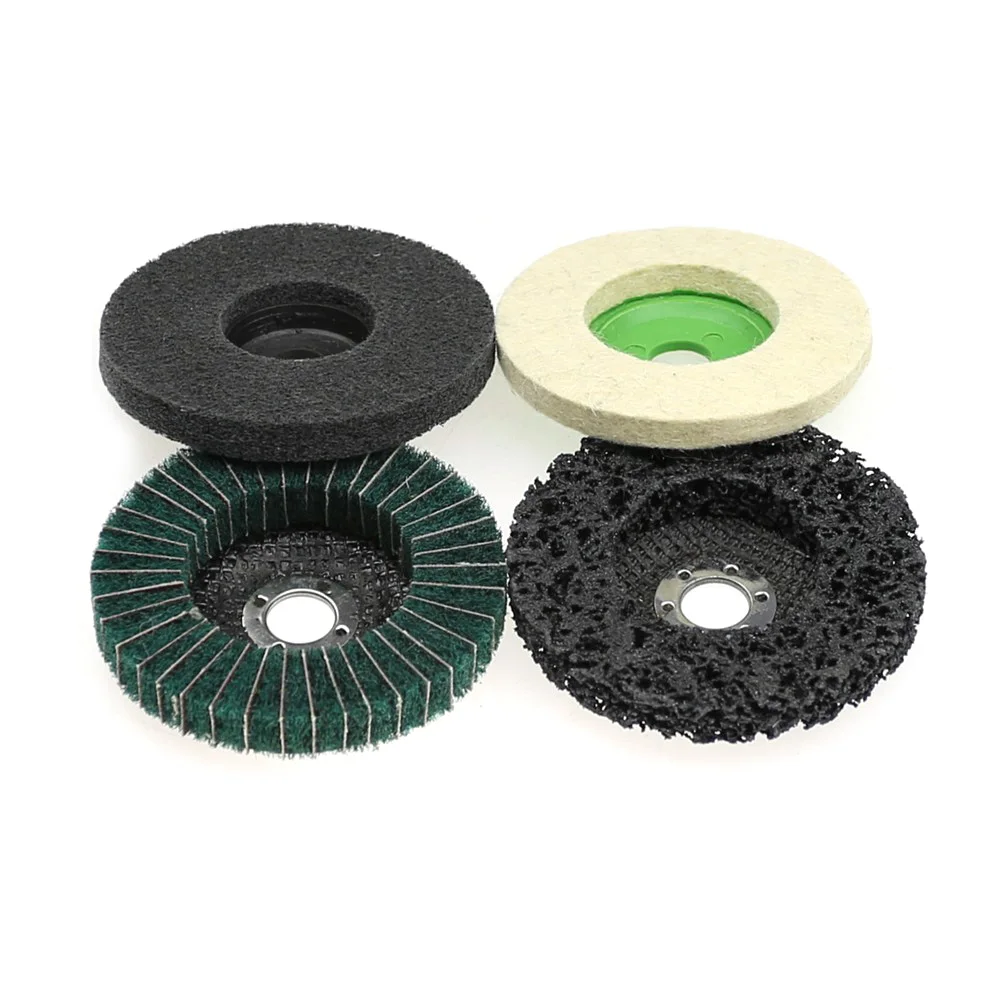 Rebarbadora de 4 "/100mm com aba para polimento, conjunto adaptador de broca, 5 em 1 para acabamento em metal