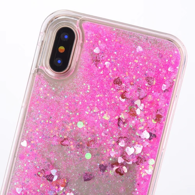 Glitter Liquid Quicksand Case For iPhone 5S SE2016 Bling Love Heart Phone Case For iPhone 6S 6 7 8 Plus X Girls Cute Back Cover