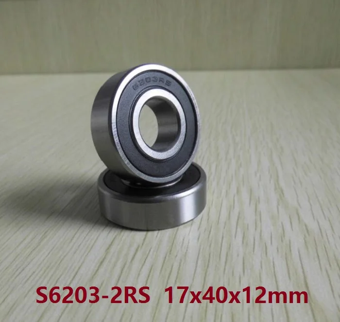 10pcs/lot  ABEC-5 S6203RS S6203-2RS S6203 2RS 17*40*12mm Stainless Steel ball bearing Deep Groove Ball bearing 17x40x12mm 6203