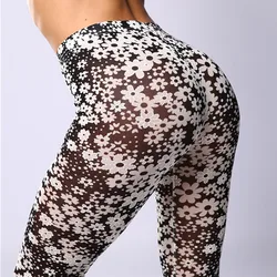 Sexy Mesh Eye Transparent Color Women Leggings For High Waist Plus Size