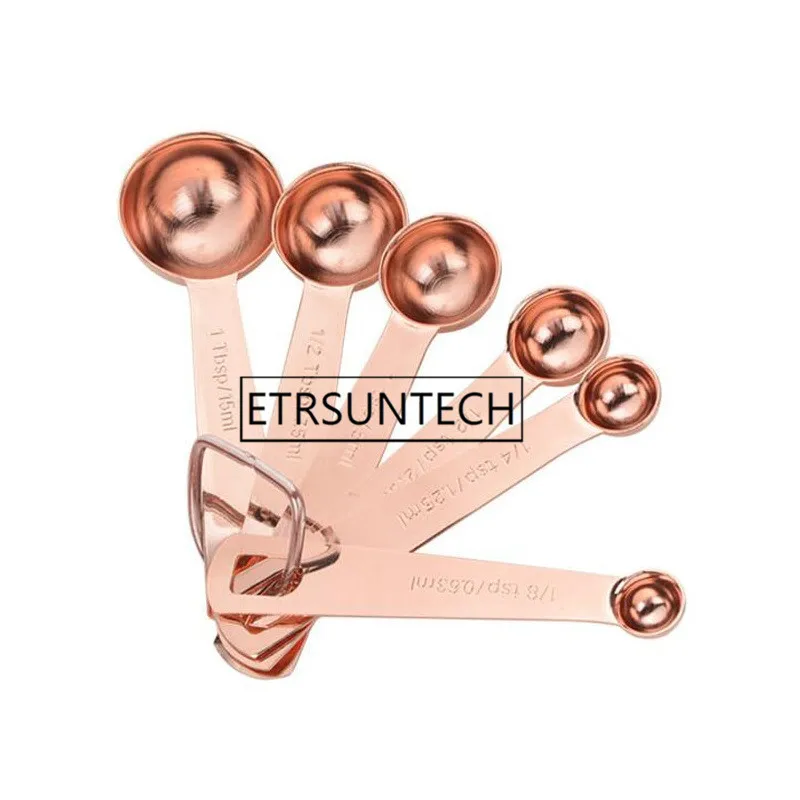 50sets Stainless Steel Measuring Spoon Set Luxury Rose Gold Measuring Scoop Set Kitchen Measuring Tool Baking Accessories