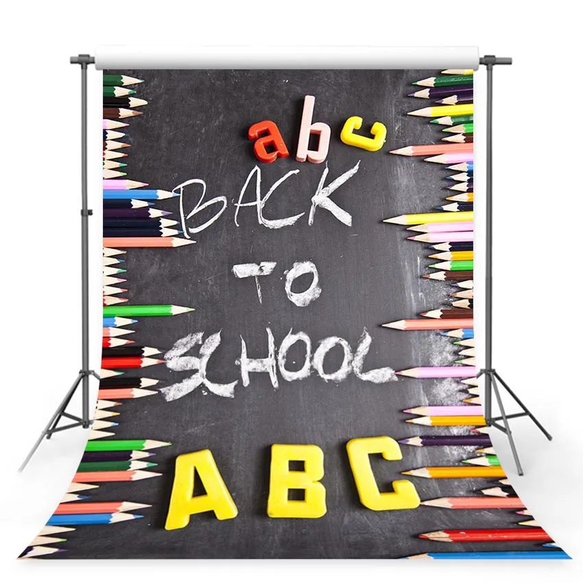 

Backdrop for photographic studio back to school pencil crayon blackboard children Background photography props photobooth