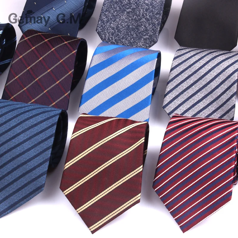 

New 100% Silk Neck Ties For Men Fashion Classic Jacquard Striped Ties for Man Red Blue Navy Necktie For Gift Party Stripe Tie