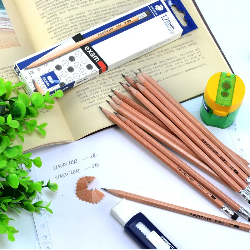 12pcs STAEDTLER 2B Pencil Drawing Pencils Writing Pencil Stationery School Office Supply Stander Pencils With Eraser 132 40N C12