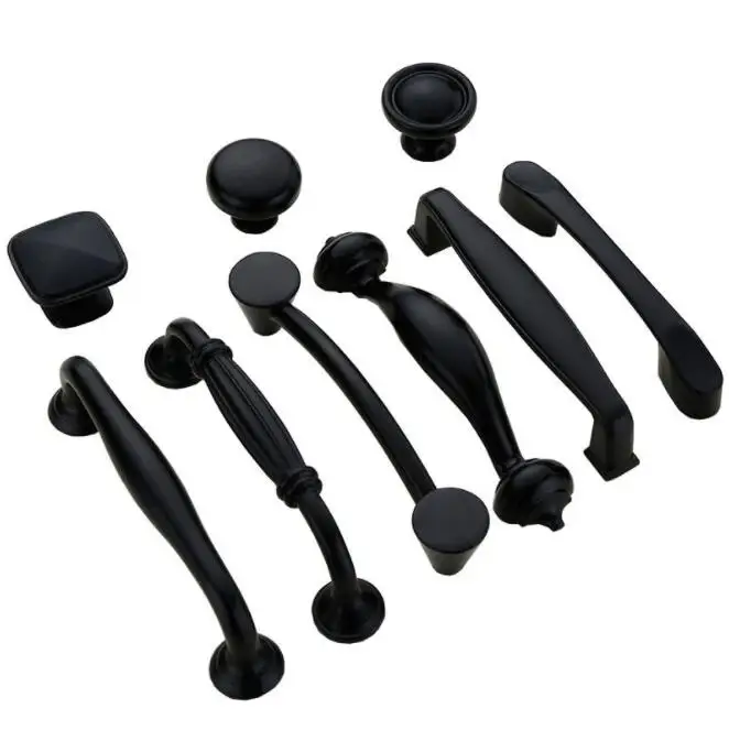 

Black Cabinet Handle Furniture Hardware Stainless Steel Kitchen Door Knobs Cupboard Wardrobe Drawer Pulls YH1603