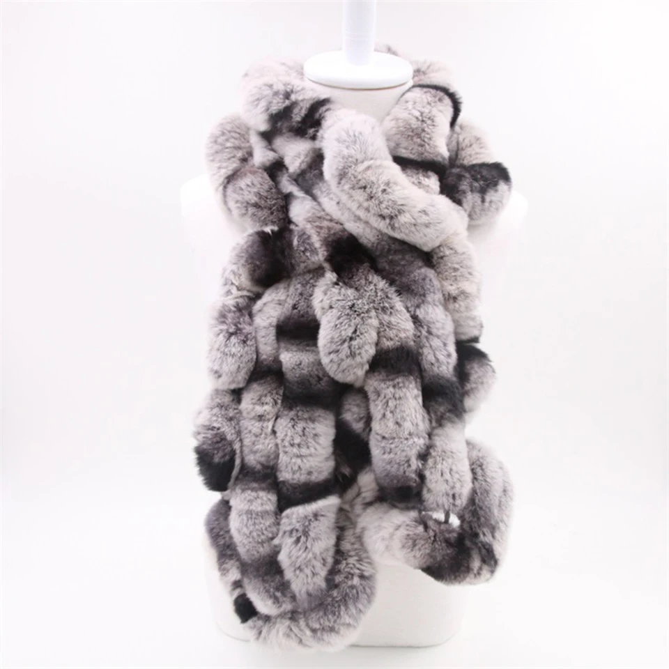 Fashion Women Real Rabbit  Fur Scarf Winter Warm Fur Scarves Real Fur Solid  Natural Shawl PomPom FUR Ball Fur Hat  NS01