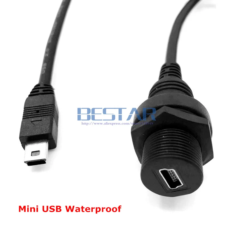 20CM Mini USB & Micro USB 2.0 IP67 Waterproof Cable Male to Female Extension Cord 1m for Outdoor Electronic Devices