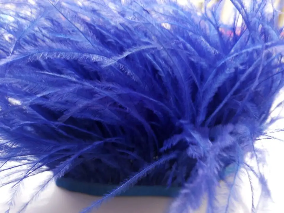 

Wholesale perfect 10 yards high quality natural ostrich feathers ribbon 3.5-4inch/8-10cm Decorative diy sapphire