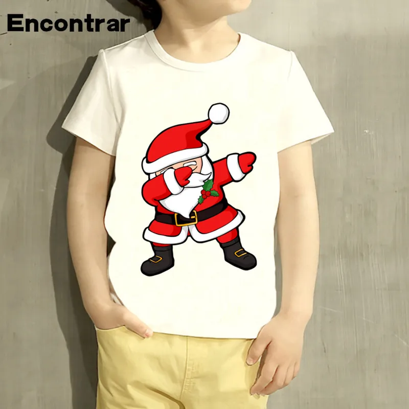 Kids Funny Dabbing Santa Design T Shirt Boys/Girls Great Casual Short Sleeve Tops Children Cute T-Shirt,HKP5112