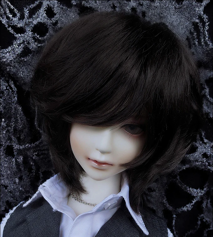 

D01-P194 children handmade toy 1/3 1/4 Doll Accessories BJD/SD doll wig mohair prince short hair black brown