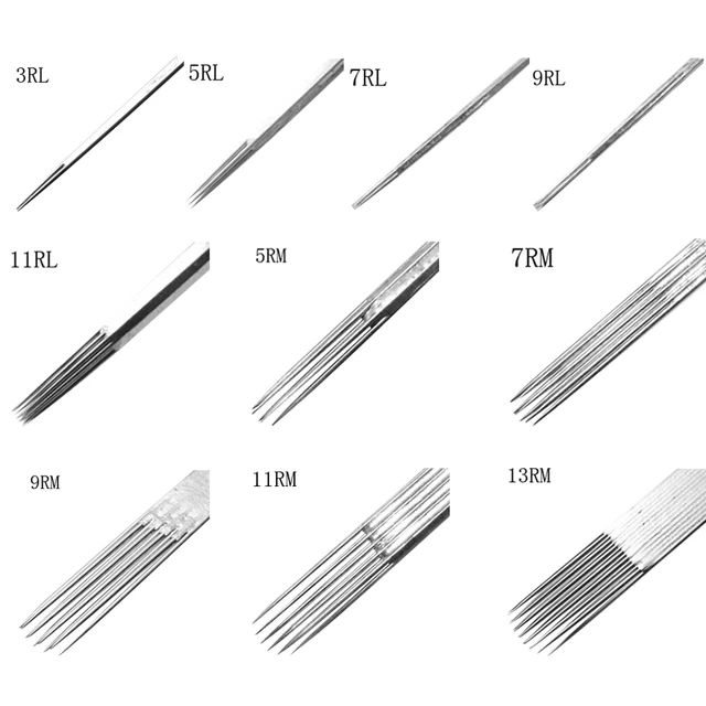 100個10サイズ使い捨てタトゥー針キット3RL 5RL 7RL 9RL 11RL 5RM 7RM 9RM 11RM 13RMタトゥー針アクセサリーセット  - AliExpress