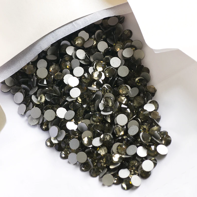 YANRUO 2058NoHF Black Diamond Color Stones Non Hotfix Glue on Flatback Rhinestones Grey Crystals For DIY Needlework Garment