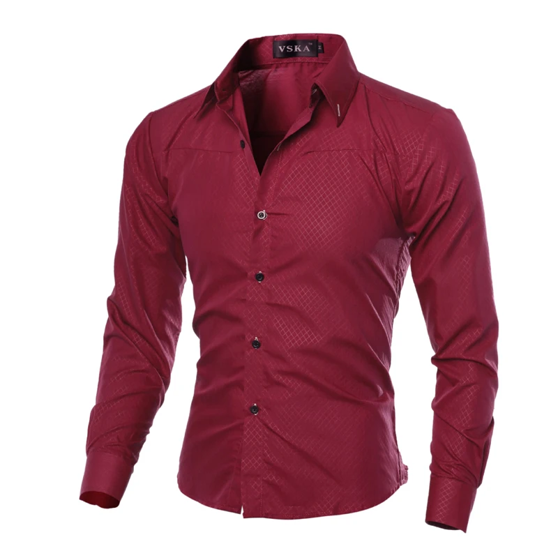 2019 New Men\'s Casual Shirt Autumn Plus Size Printed Plaid Men Long Sleeve Shirt Cotton Royal Blue Slim Fit Men Clothing M-5XL