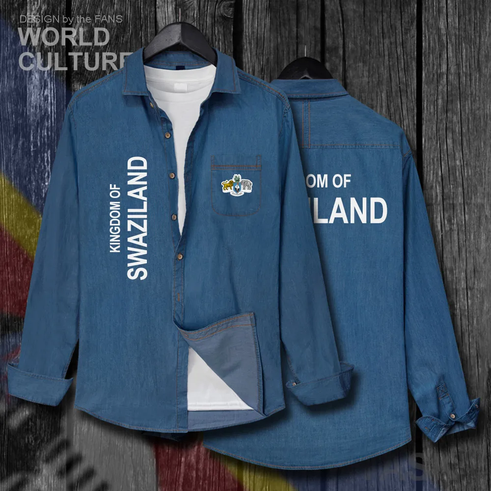 

Kingdom of Swaziland weSwatini Swazi SWZ SZ Men Clothes Autumn Cotton Tops Long Sleeve Cowboy Fashion Jeans Shirt Slim Jacket 20