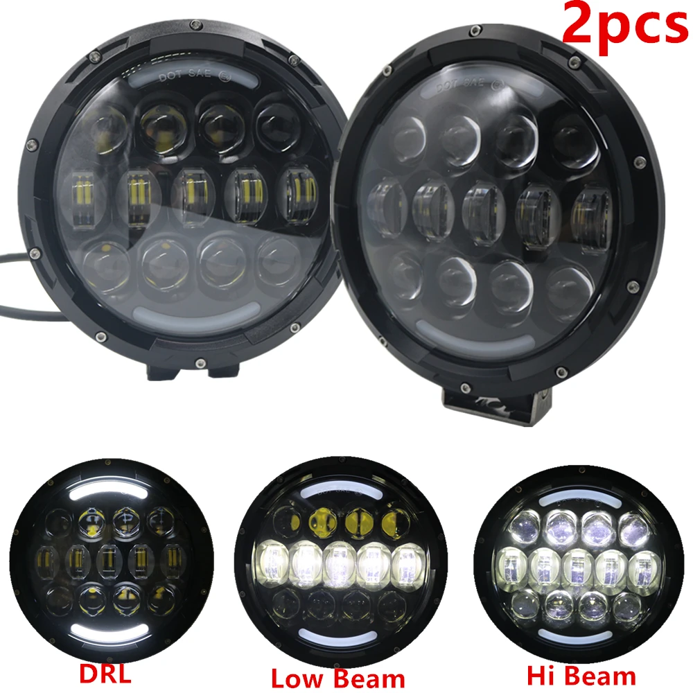 

2pcs 7 inch 105W Led Work Light Hi Low Beam Offroad 4WD 4x4 LED DRL HeadLamp For Jeep Toyota Pickup Camper Trailer 12V 24V